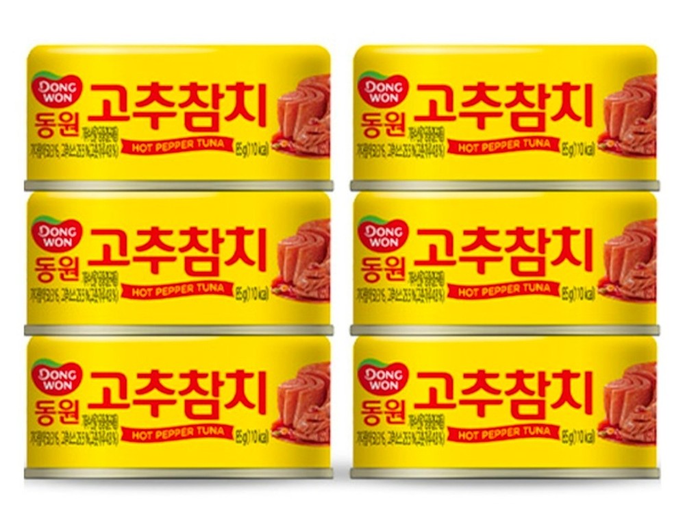 Red Tuna can 85g(3oz) x 6P, Dong won Tuna, Spicy flavor, long-term storage