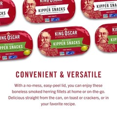 King Oscar Kipper Snacks in Olive Oil Smoked Herring 12 Pack Cans 3.54oz