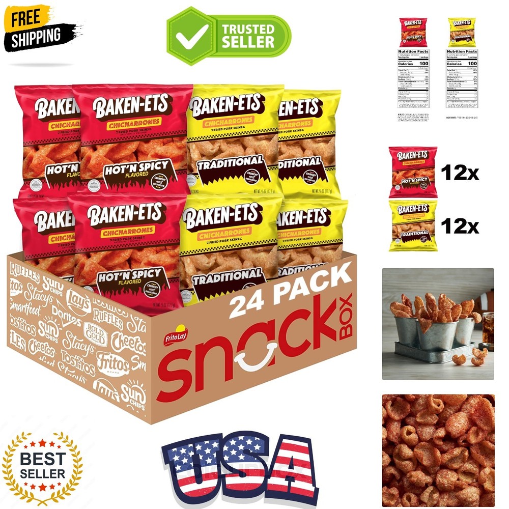 Pork Rinds, Variety Pack, 0.625 Ounce Pack of 24