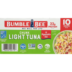 Bumble Bee Chunk Light Tuna in Oil, 5 oz., 10 Count Protein Rich Seafood