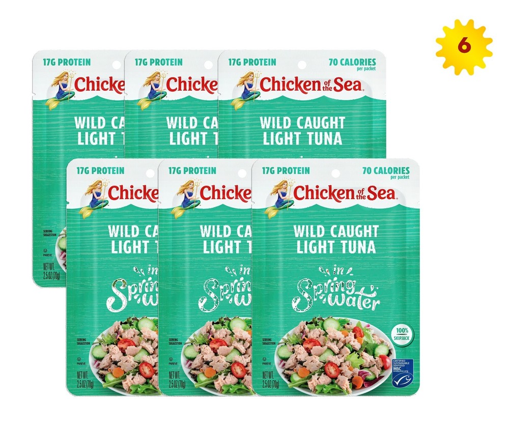 Chicken of the Sea Wild Caught Light Tuna in Spring Water 2.5 oz x 6 Packets