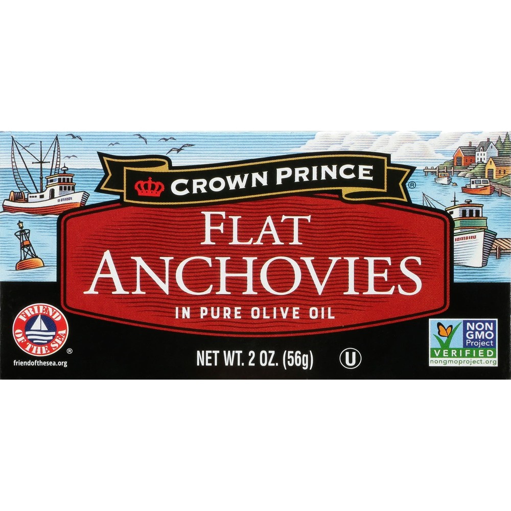 Crown Prince Flat Anchovies in Olive Oil, 2 Ounce