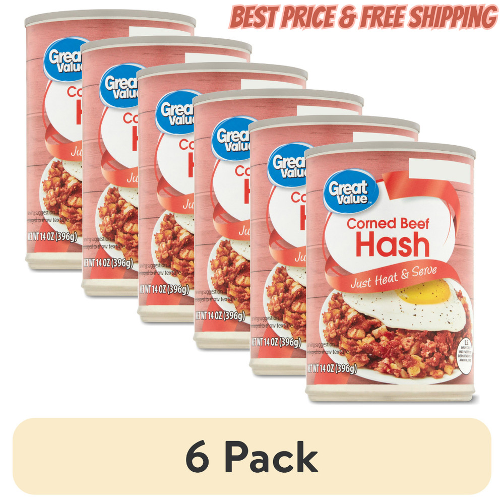 New Great Value Corned Beef Hash, 14 oz Steel Can (6 pack) Free Shipping