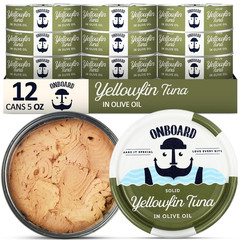 Premium Yellowfin Tuna Olive Oil 12 Pack 5oz Cans Wild Caught Protein – US