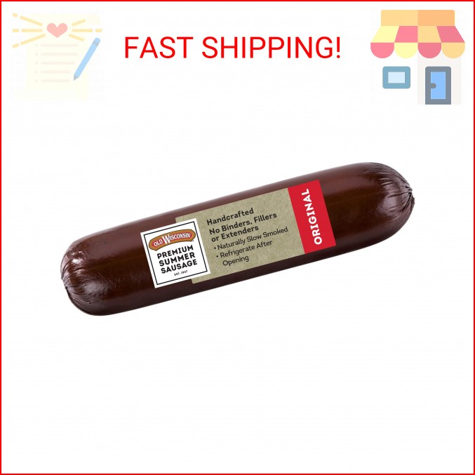 Old Wisconsin Premium Summer Sausage, 100% Natural Meat, Charcuterie, Ready to E