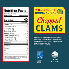 Wild Caught Chopped Clams Canned, 6.5 Oz Can (Pack of 12) – 5G Protein per Servi