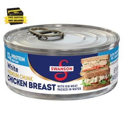 Swanson White Premium Chunk Canned Chicken Breast in Water, Fully Cooked Chicken