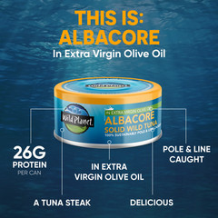 (6 Pack) Wild Planet Albacore Wild Caught Tuna in Extra Virgin Olive Oil – 5 oz