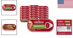 Gourmet Anchovies Fillets in Olive Oil 2 Ounce Cans 18 Pack Wild Caught