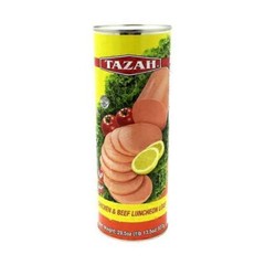Tazah Chicken & Beef Halal Luncheon Loaf Meat One (1) Can 29.5oz (837g) .