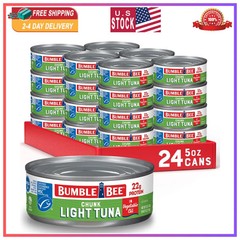Bumble Bee Chunk Light Tuna In Oil 5oz Cans Pack of 24 Wild Caught Skipjack Tuna