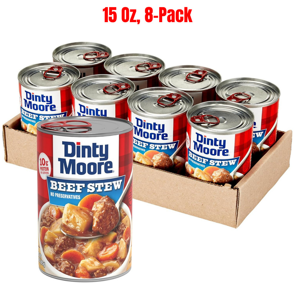 DINTY MOORE Beef Stew, 15 oz (8 Pack), Fully Cooked & Ready-To-Eat, 10g Protein