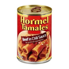 HORMEL Beef Tamales in Chili Sauce, Shelf Stable, 15 Oz Steel Can, (4 pack)