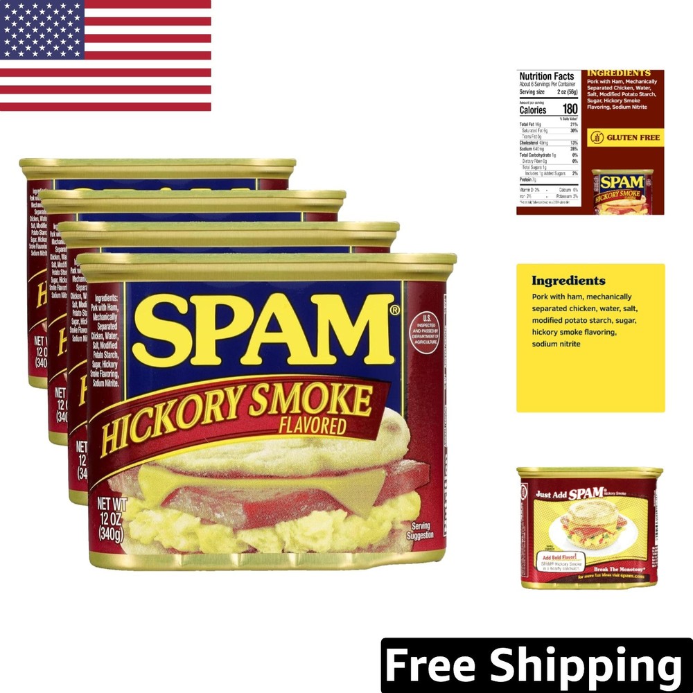 Convenient Hickory Smoke Meat – 12 Ounce Cans, 4 Pack of Fully Cooked Delights
