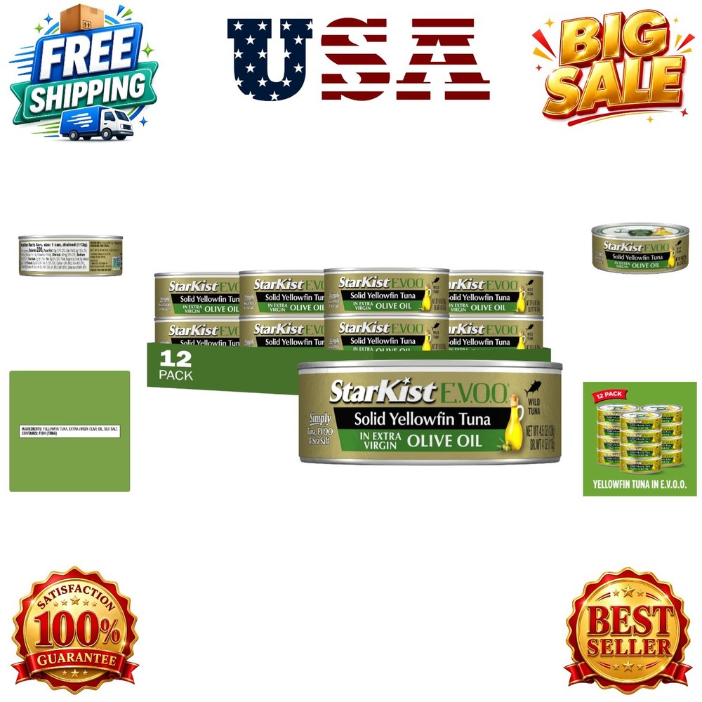 E.V.O.O. Solid Yellowfin/light Tuna in Extra Virgin Olive Oil Packaging may v…