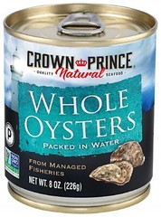 Crown Prince Whole Boiled Oysters 8 Ounce Cans Pack of 12 Non GMO Paleo