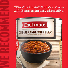 Chef-Mate Beef Chili, Canned Chili with Meat, No Beans, 6 Lb 10 Oz (#10 Can Bulk