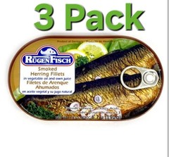RügenFisch Smoked Herring Fillets in Veg Oil 6.7oz 3 PACK – Omega-3 Arenque
