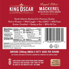 King Oscar Mackerel in Olive Oil with Lemon, 4.05 Ounce Cans (Pack of 12), Skinl