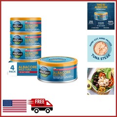 Protein Rich Albacore Tuna No Salt Added 5 oz Cans Pack of 4 for Recipes