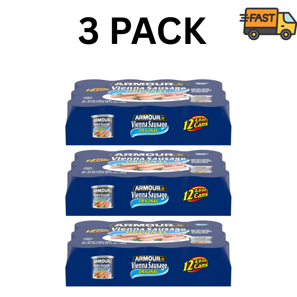 Armour Original Vienna Sausage 4.6 oz 12 Pack Cans Pack of 3