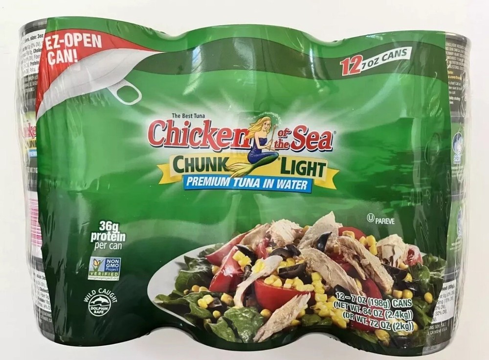 12 Packs Chicken of the Sea Chunk Light Premium Tuna in Water 7oz each FREE SHIP