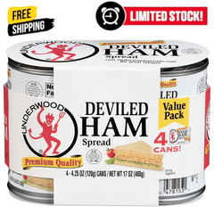 Underwood Deviled Ham Spread 4.25 oz Cans 4 Pack Shelf Stable Sandwich Meat