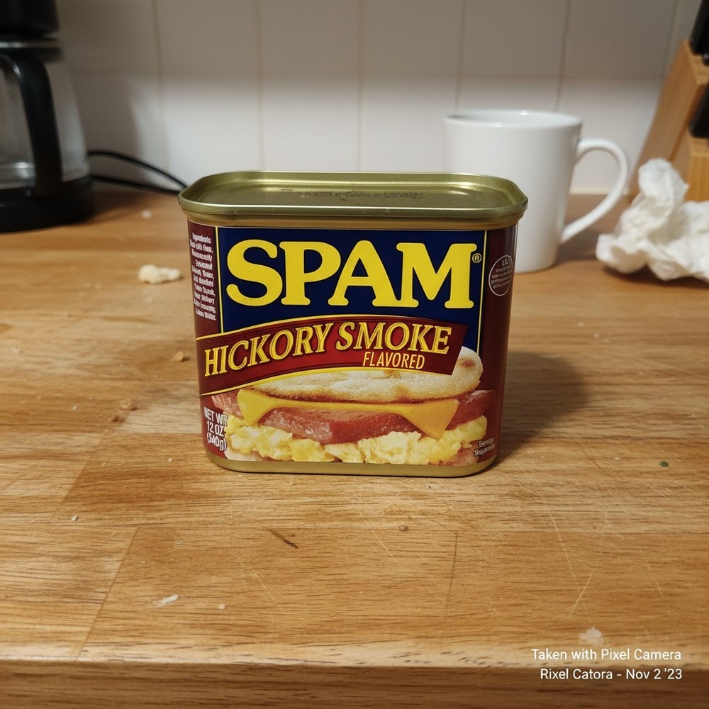 (Single Can) Hickory Smoke Canned Pork with Ham, Shelf Stable Luncheon Meat, …