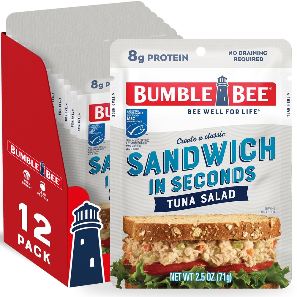 Tuna Salad Wild Caught 2.5 oz Pouches Pack of 12 Gluten Free 8g Protein