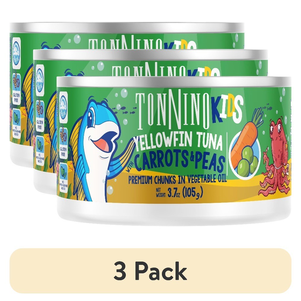 Premium Yellowfin Tuna Chunks with Carrots and Peas in Vegetable Oil 3.7 oz Can