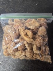 3 Packs of fried out pork fat with Attached skin 3.75oz Bags Each shipped fresh