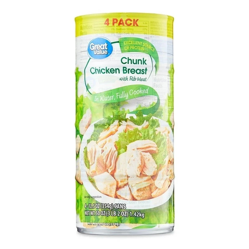 Great Value Chunk Chicken Breast, 12.5 Ounce Can (4 Pack)