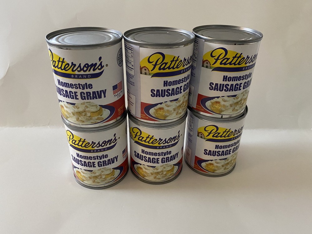 6 Patterson’s Homestyle Sausage Gravy 8 oz Cans Best by 10/24/26 Breakfast