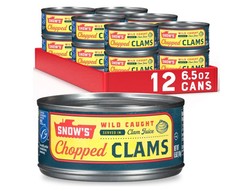 Snow’s Wild Caught Chopped Clams Canned, 6.5 oz Can (Pack of 12) – 5g Protein Pe
