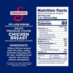 Swanson 25% Less Sodium Chicken Breast 🥪 12.5 OZ Can (Pack of 3)