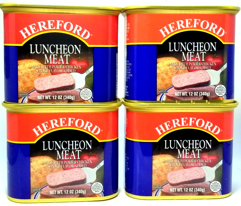 HereFord Luncheon Meat Made with Pork+Chicken Smoke Flavor 12oz(Pack of 4)~SALE