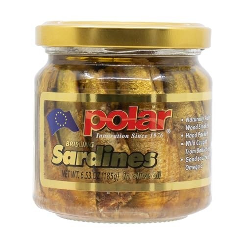 Naturally Alder Wood Smoked Brisling Sardines in Olive Oil 6.5oz Jar