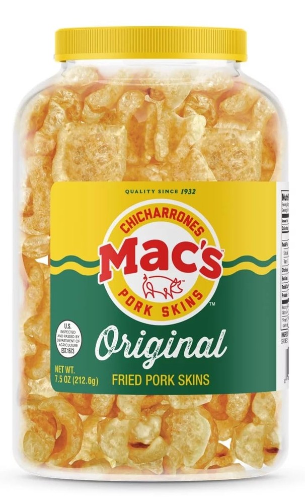 Pork Rinds, Fried Pork Skins, Original, 7.5 Ounce Canister – Zero Carbs, Keto…