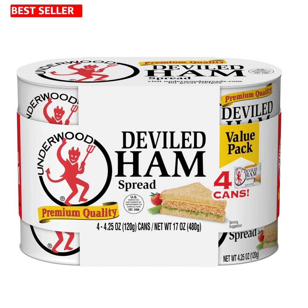 4.25 Ounce Deviled Ham Spread – Perfect for Snacks and Sandwiches, Pack of 4