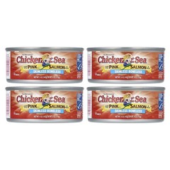Chunk Style Pink Salmon In Water, Skinless/Boneless, 4 Pack, 5 oz (142 g) Each