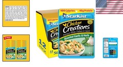 Convenient Pack of 12 Roasted Garlic & Herb Chicken Pouches, Low-Calorie Meal