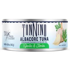 Albacore Tuna in Water, Premium Chunks with Garlic & Herbs, High-Protein, 140…