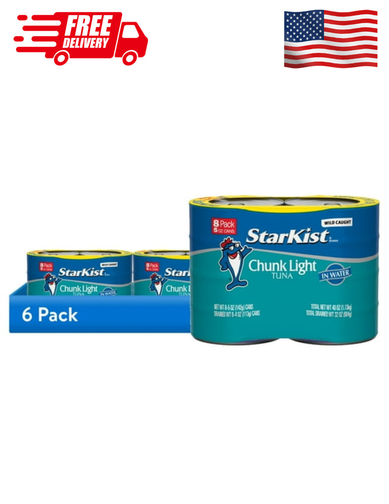 StarKist Chunk Light Tuna in Water Wild Caught 5 Oz 8 Cans (Pack of 6)