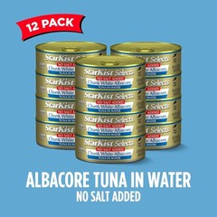 No Salt Added Chunk Albacore Tuna, 12 Pack, 30g Protein, Gluten Free, Keto Snack