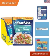 Ready-to-Eat Chunk Light Tuna in Water – 12 Pouch Pack, 70 Calories Each