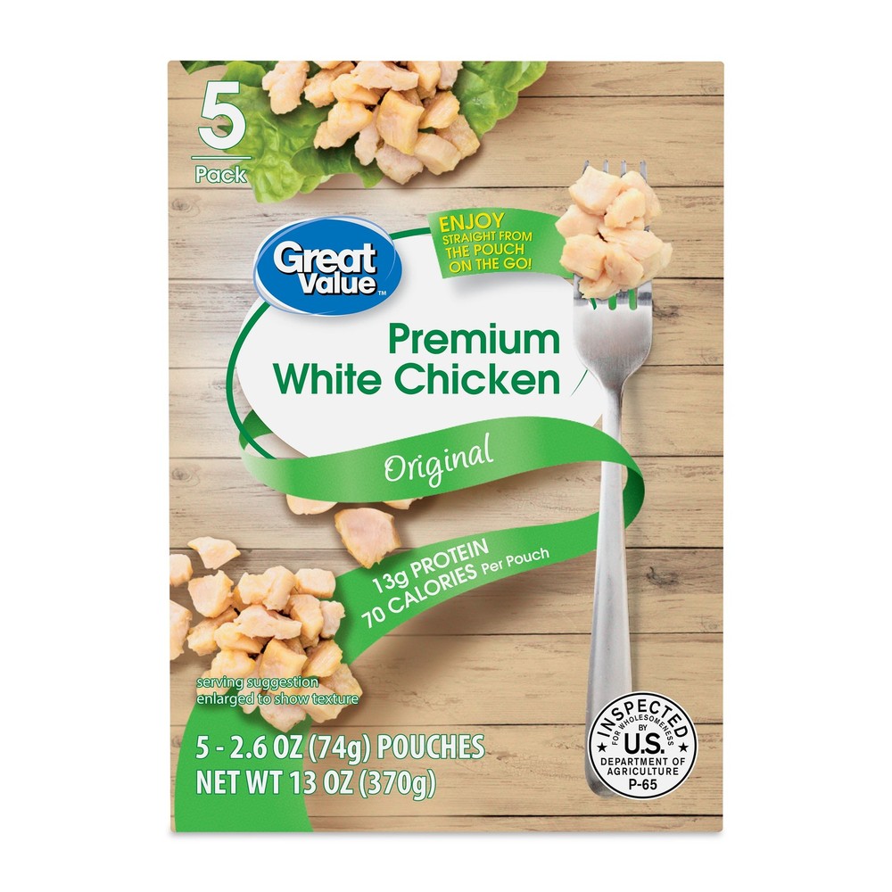 Great Value Premium White Chicken, 2.6 Oz, 5 Pack