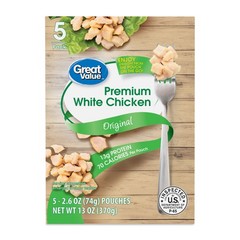 Great Value Premium White Chicken, 2.6 Oz, 5 Pack