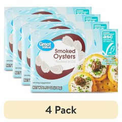 (4 pack) Great Value Smoked Oysters, 3.75 oz Can Free Shipping…