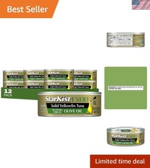Solid Yellowfin Tuna in E.V.O.O. – 12 Cans of 4.5 Oz – Dolphin Safe & Healthy
