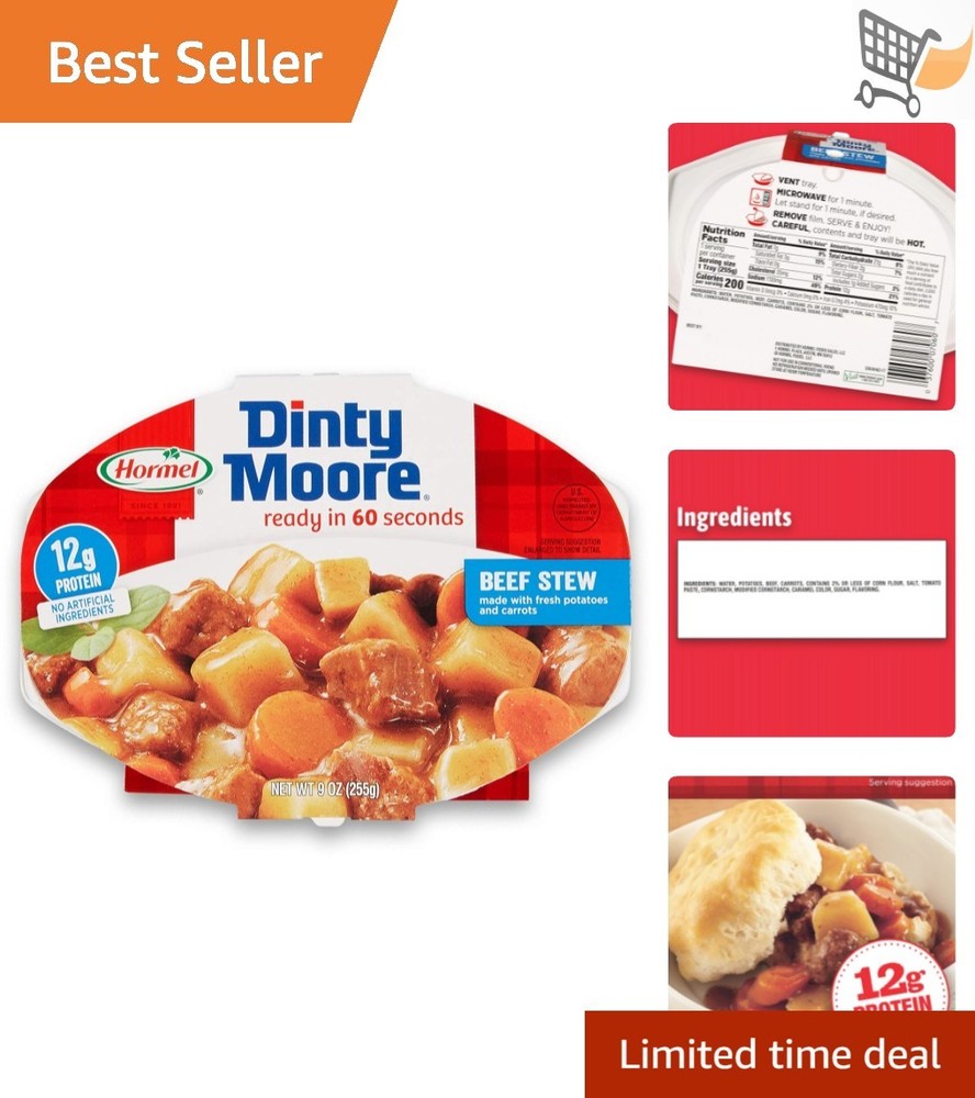 Beef Stew Canned Meal Hearty Meaty Vegetable 9 Ounce Pack of 6